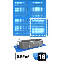 Eyepower 16 Grote Matten: 5,6qm Zwembadmat - 1cm Dikke Zwembadonderlaag 62x62 Buitenmat Zwembad Ondervloer