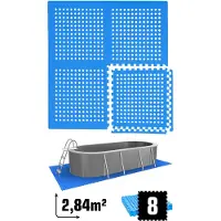 Eyepower 8 Grote Matten: 2,8qm Zwembadmat - 1cm Dikke Zwembadonderlaag 62x62 Buitenmat Zwembad Ondervloer