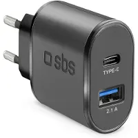 SBS Chargeur secteur 10W Chargeur 1xUSB-C + 1xUSB-A Fast Charge