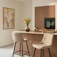 Woonexpress Barkruk Fay - Beige Textiel & Metaal - Comfortabel & Stijlvol