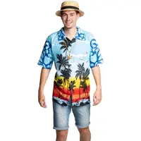 Partychimp Hawaii Blouse Mannen Paradise Carnavalskleding Heren Foute Party Verkleedkleren Volwassenen Hawaii Shirt Heren Tropische Outfit Toppers 2026 Summer is Magic - Polyester - Blauw - Maat L/XL