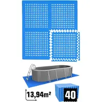 Eyepower 40 Grote Matten: 13,9qm Zwembadmat 1cm Dikke Zwembadonderlaag 62x62 Buitenmat Zwembad Ondervloer