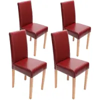 MCW Set van 4 eetkamerstoelen Keukenstoel Littau ~ leer, rode lichtgekleurde poten