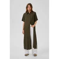 My Essential Wardrobe Dames Jurken Mwdias Ss Boxy Shirtdress - Donkergroen - Maat 38