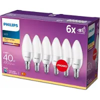 Philips Energiezuinige Kaars Mat - 40 W - E14 - warmwit licht - 6 stuks - Bespaar op energiekosten