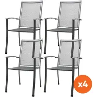 Royal Garden Set van 4 - Balero strekmetaal stapelbare tuinstoel - Antraciet