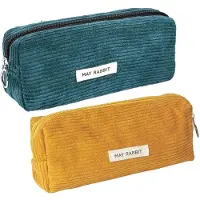 Markenlos Corduroy tas, wasbaar, draagbaar met rits, groen en geel