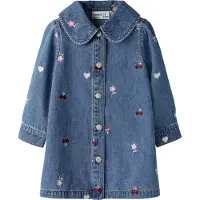 Name it Jurk blauw denim / bourgogne / wit