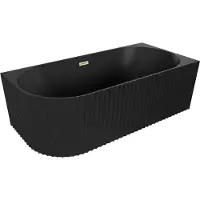 Mexen Gia vrijstaande hoekbadkuip met gegroefde rechtermuur 170 x 80 , zwarte mat, overloop goud geborsteld - 52701708071P-55