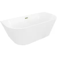 Mexen Oris vrijstaande aan de wand geribbelde badkuip 170 x 80 , wit, overloop goud - 52871708000-50