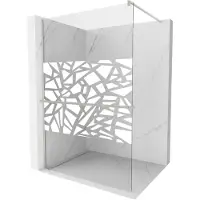 Mexen Kioto+ douchewand met plank Walk-in 140 x 200 , wit patroon, geborsteld nikkel - 800-140-121-97-85