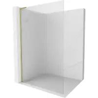 Mexen Kioto L douchewand Walk-in 100 x 200 , strepen, goud geborsteld - 800-100-103-55-09