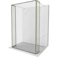 Mexen Kioto vrijstaande douchewand 160 x 30 x 30 , zwarte rand, goud - 800-160-030-222-50-70-030