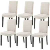Helloshop26 Eetkamerstoelen - - 03_0009897 - Beige - Massief houten poten - Gevoerde zitting