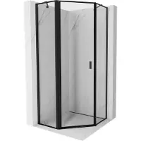 Mexen Mist vijfhoekige douchecabine scharnierdeur links 80 x 80 , zwart frame, zwart - 8A8-080-080-70-70-L