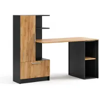 Vicco Bureau Tomy Antraciet/Goudkleurig Eiken 150 x 59 cm Set van 2, Model 59185