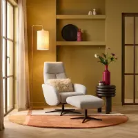 Woonexpress Dainty Relaxfauteuil met Hocker - Shell Stof - Draaibaar & Verstelbaar