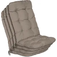 Beautissu Flair HL Stoelkussen Set 4x Hoge Rugleuning 120x50x8 cm Taupe – Tuinstoelkussen
