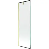 Mexen Next badscherm 1-delig 60 x 150 , zwart frame, goud geborsteld - 895-060-000-00-70-55