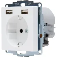 Kopp Inbouwstopcontact Athenis Randaarde 1-polig + 2 Usb Wit Ip20
