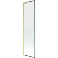 Mexen Next L badwand 1-vleugelig 50 x 150 , zwart frame, goud geborsteld - 895-050-000-03-70-55
