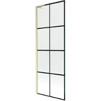 Mexen Next L badwand 1-deurs 70 x 150 , zwart raster, goud geborsteld - 895-070-000-03-77-55