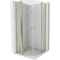 Mexen Mist halfronde douchecabine scharnierend 80 x 80 , transparant, goud - 8A32-080-080-50-00