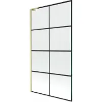 Mexen Next L badwand 1-vleugelig 100 x 150 , zwart raster, goud geborsteld - 895-100-000-03-77-55