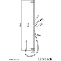 Herzbach Glijstangset bws living spa slide s 90 cm met handdouche en doucheslang chroom