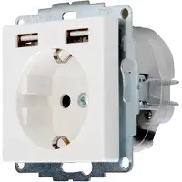Kopp Inbouwstopcontact Athenis 1-polig Randaarde + 2 Usb Wit Ip20