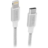 SBS TECABLELIGTC1BW, 1 m, Lightning, USB C, Mannelijk, Mannelijk, Zilver