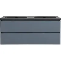 Guido Gusto Badkamermeubel Nero 120cm mat grijs met zwarte wastafel zonder kraangat