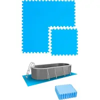 Eyepower 16 Grote Matten: 3,8qm Zwembadmat - 1cm Dikke Zwembadonderlaag 50x50 Buitenmat Zwembad Ondervloer