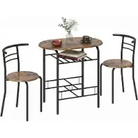 HOMCOM Dining Table Set-MDF, Metall-80L x 52B x 76H cm-Rustikal-Braun