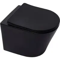 Siko SAT wandtoilet kort, 48 cm, toiletpot, complete set met SoftClose-deksel en afneembaar toiletzitting, mat zwart
