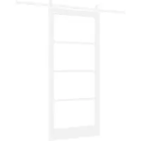vidaXL Schuifdeur 93 x 202 cm Massief grenenhout en glas Wit