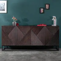 Riess Massief dressoir CREATIVO 177 cm mangohout, gedetailleerd retro-design aan de voorkant - 40049