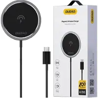 Dudao Kit: 15W magnetische draadloze oplader, Qi-compatibel en 20W AC MagSafe-compatibel, wit, intern, USB, draadloos opladen, zwart