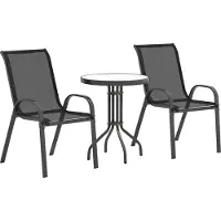 Outsunny Outdoor Bistro Set-Metaal, gehard glas-Ø60 x 71H cm-Zwart