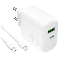 Puro Power Kit: Dagelijkse oplader met 1 USB-A-poort en 1 USB-C-poort + USB-C-kabel