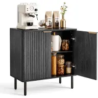 Vevor Dressoir Keukenkast met 2 planken, buffetkast in middeleeuwse stijl voor woonkamer, hal, keuken, opbergkast 80 x 37,5 x 80 cm, zwart
