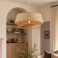 LumenXL Bamboe hanglamp Tovra met geweven kap - naturel