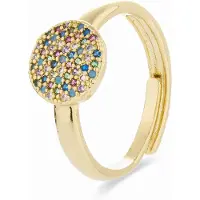 Luxenter ring met Multicolour Zirkonia afgewerkt in 18K geel goud - Cuix