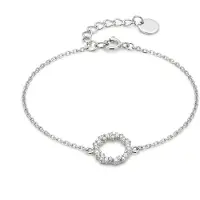 Luxenter armband, 925 sterling zilveren thilak en glanzende zirkonia met gerhodineerde afwerking