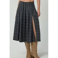 Hiccups for Kids Hoge Taille Midi Rok met Slits in Ruitpatroon