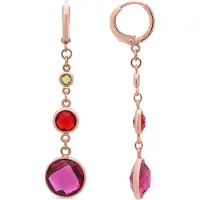 Luxenter oorbellen in metaallegering en multicolor zirkonia, afgewerkt in 18 karaat roségoud - Huis