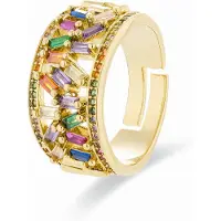 Luxenter ring met Multicolour Zirkonia afgewerkt in 18K geel goud - Fabeu