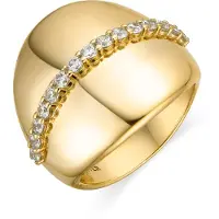 Luxenter Ring van 925 sterling zilver met schitterende zirkonia en 18-karaats geelgoud afwerking - Idel