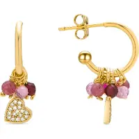 Luxenter Sterling Zilver 925 en Roze Kristal oorbellen afgewerkt in 18k geelgoud - Hart