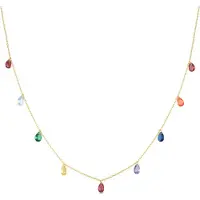 Luxenter , Lukza collier in 925 sterling zilver en veelkleurige zirkonia met 18 kt geelgouden plating
